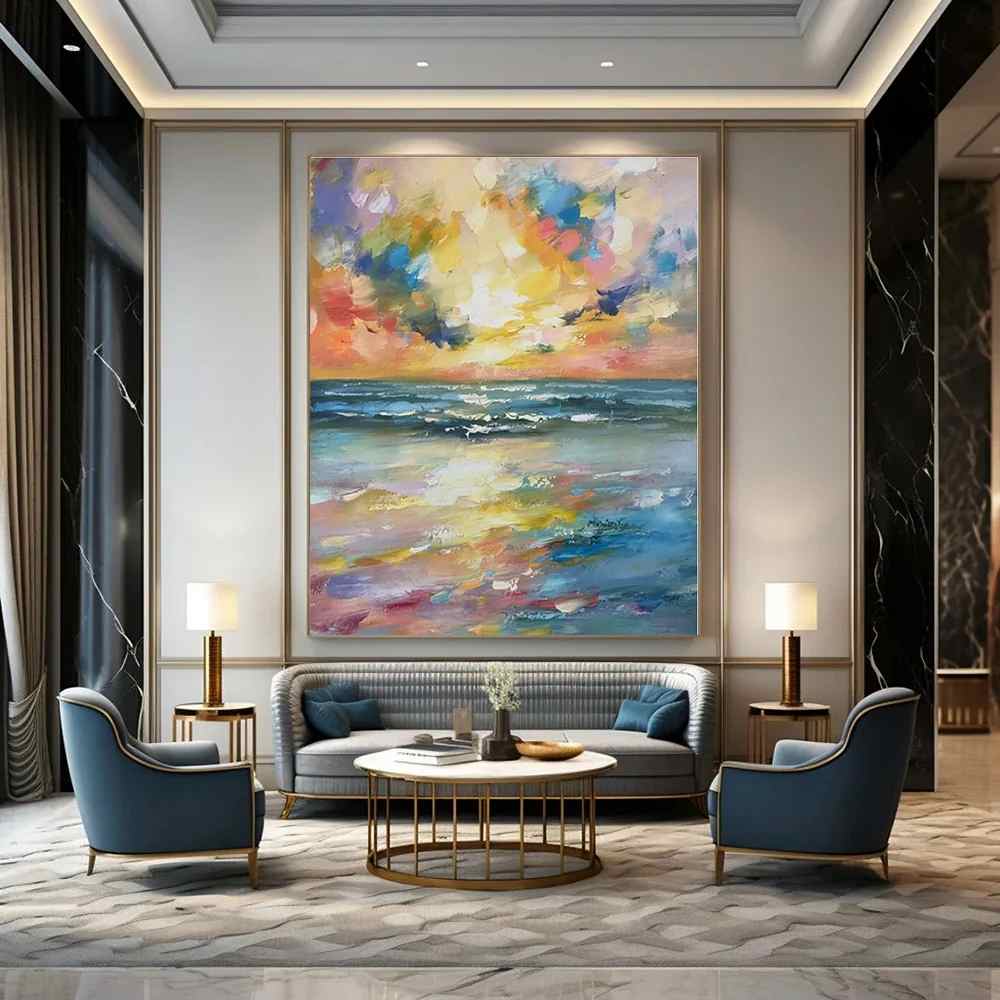 Themed Handmade Painting Coastal Suited Canvas Artwork T8ZJ2